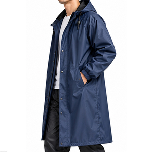 Manteau de pluie long unisexe avec capuche ajustable – Commandes en gros – Vêtement d'extérieur respirant, confortable et imperméable – Coupe unisexe – Idéal pour le camping et la pluie - Product Image 2