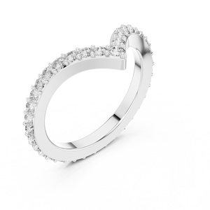 Bague en or blanc massif 18 carats plaqué rhodium avec diamant de laboratoire taille brillant en forme de V, pierre latérale de 0,66 carat, cadeau de la Saint-Valentin - Product Image 3