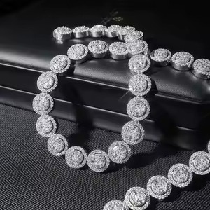 สร้อยคอแบบ Cuban Link ชุบเพชร ได้รับการรับรองจาก IGI เครื่องประดับฮิปฮอปสุดหรูสำหรับทุกเพศ สีเงิน/ทอง หนา ผลิตจากอินเดีย - Product Image 3