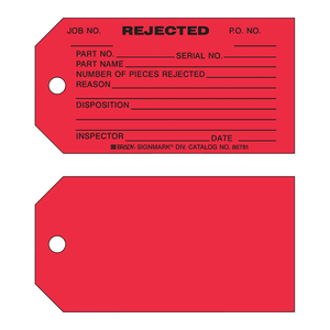 Étiquette de contrôle de qualité Brady Rejected Production Tag, durable et flexible - Product Image 3
