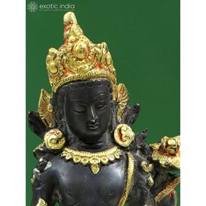 Sculpture en laiton de 11 pouces faite à la main Padmapani Avalokiteshvara travail d'artisan indien - Product Image 4