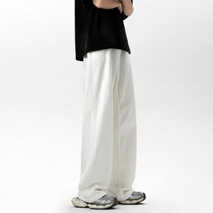 Pantalones de Hombre Fiy Humble, Blancos, Cintura Elástica, Pierna Ancha, Estilo Hip Hop, de Lana, Casuales, Transpirables, de Peso Medio, con Cierre de Cremallera - Product Image 5