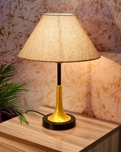 Rustic dual-color metal <b>table</b> lamp jute cone shade farmhouse trumpet base <b>bedside</b> night light for home office decor wholesale - Product Image 3