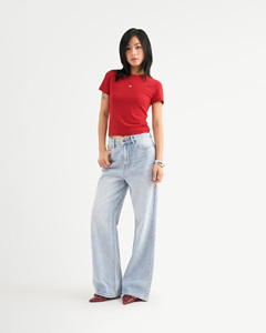 Camiseta de Verano de Alta Calidad para Mujer, Estilo Casual, Cuello Redondo, Manga Corta, Bordada, Color Sólido, Algodón, Corte Ajustado, Transpirable y de Secado Rápido - Product Image 3
