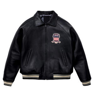 Veste en cuir Avirex de qualité supérieure, meilleur prix, veste d'hiver pour homme, cuir véritable, coupe-vent, imperméable, teinture unie, toutes tailles disponibles - Product Image 1