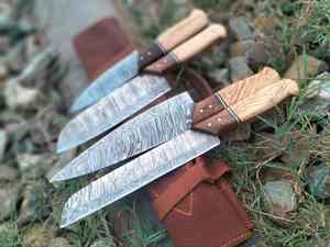 Ensemble de couteaux de cuisine professionnels forgés à Damas, manche personnalisé, design de bloc imprimé OEM, compatible lave-vaisselle, écologique - Product Image 3