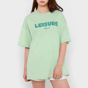 Ensemble short 2 pièces décontracté et ample pour femme, manches courtes, col rond, imprimé lettres vertes, respirant, 100 % coton - Product Image 4