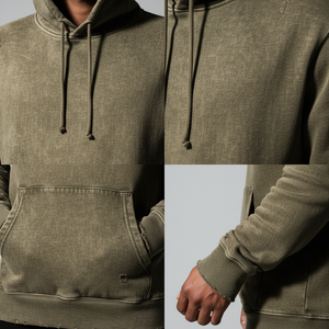 Sudadera con Capucha Desgastada para Hombre, Fabricada por OEM, 100% Algodón, 450GSM, Efecto Deslavado al Sol, Lavado Ácido, Estilo Vintage, Sudadera de Calle - Product Image 4