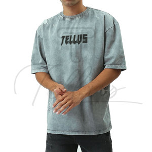 Camisetas Casuales Extra Grandes de Punto con Lavado Ácido para Hombre, Diseño de Última Moda, Color Sólido, 100% Algodón, Transpirables y de Secado Rápido - Product Image 4