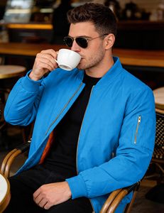 Bomber <b>Jacket</b> Men Custom Polyester <b>Slim</b> <b>Fit</b> Lightweight Casual Winter <b>Jacket</b> Wholesale Factory Direct Cozy Wear - Product Image 3
