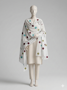 Vente en gros de hijabs pour femmes en coton et polyester, avec broderie florale et strass, châles chauds ethniques du Moyen-Orient pour l'hiver - Product Image 3