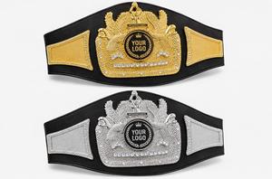 Ceinture de champion d'arts martiaux personnalisable avec emblème argenté et sangle en PU noir pour les compétitions internationales - Product Image 4