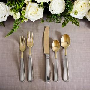 ชุดช้อนส้อมสแตนเลสแบบเหลี่ยมมุมการออกแบบโลหะเครื่องใช้บนโต๊ะอาหารทองมิเรอร์ - Product Image 2