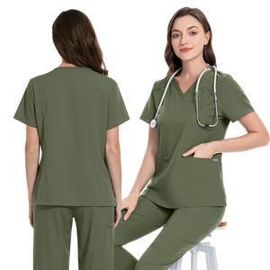 Tenues d'infirmières en polyester, rayonne et élasthanne tissées, douces et de qualité supérieure, avec poches, uniformes médicaux élégants unisexes pour médecins et infirmières - Product Image 1