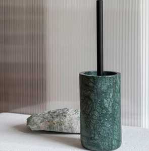 Silver Stainless Steel Perforated Toilet <b>Brush</b> Holder Set <b>Floor</b> Standing Ventilated Bathroom Cleaning Tool Modern Metal Design - Product Image 5