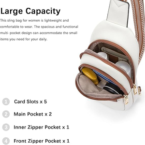 Leather Crossbody Bag Convertible Detachable Chain Strap Shoulder Handbag Versatile Day Night - Product Image 3