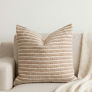 Natural Beige Handwoven Cushion Cover Fine Diamond Texture Decorative <b>Throw</b> Pillow Textured Accent Pillow Boho Home Décor - Product Image 4