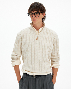 Custom Logo Men's Winter Sweater Pullover with Jacquard Pattern Knitted Top <b>Turtleneck</b> <b>Jumper</b> Zipper Closure Knitwear ODM/OEM - Product Image 6