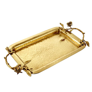 Plateau de service élégant en métal doré avec poignées décoratives, idéal pour la décoration intérieure et les événements, à prix abordable - Product Image 4