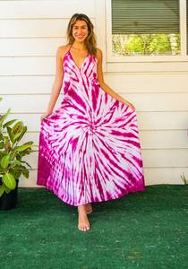 Vestido Maxi Teñido Anudado Sólido, Sencillo y Moderno, de Calidad Superior para Exportación, Ecológico, Transpirable, Sin Mangas, Estilo Dulce, Tejido - Product Image 5