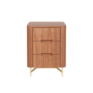 Modern Solid Teak Wood Bedside <b>Cabinet</b> with Three Drawer <b>Storage</b> - Product Image 1