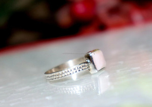 Elegant 925 Sterling Silver Hammered Gemstone Ring Handmade Pink <b>Opal</b> Jewelry for Women Natural Stone Main Stone <b>Gift</b> - Product Image 4