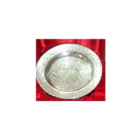 Service à thé en laiton plaqué argent, sans plomb, trois pièces, motif antique gravé, décoration d'intérieur, artisanat métallique