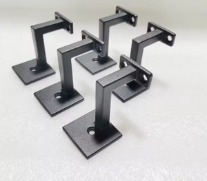 Modern <b>Black</b> Metal Handrail <b>Bracket</b> Heavy Duty Staircase Wall Mount Support Square Tube Railing Holder - Product Image 2