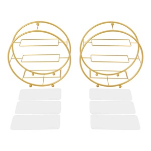 Support à gâteau en métal fait main à 3 niveaux avec plateaux ronds et poignée annulaire - Product Image 6