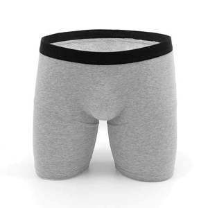 Shorts de compression en coton gris uni pour homme, taille mi-haute, élastiques, respirants, décontractés, tricotés - Product Image 2