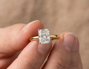 2.50 Ct Radiant Cut Lab Grown <b>Diamond</b> Solitaire Engagement <b>Ring</b> IGI Certified Solid 14K Yellow Gold Lotus Petal Four Anniversary - Product Image 2