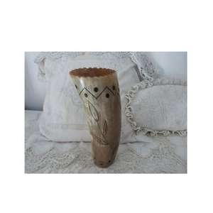 Ensemble de vases à fleurs en corne de buffle antique, décoration d'intérieur classique, pierre naturelle faite à la main en deux tailles, style rustique - Product Image 6