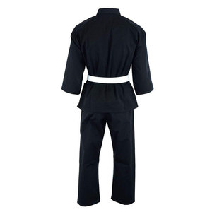 Kimono de judo noir avec ceinture blanche, unisexe adulte, polyester/coton, vêtements d'arts martiaux, coupe régulière, durable, extensible, léger - Product Image 3