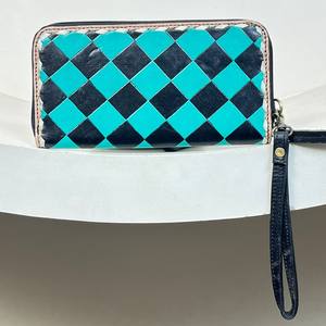 2025 vente en gros nouveauté motif à carreaux en cuir repoussé à la main femme pochette de luxe en cuir véritable porte-carte bracelet portefeuille - Product Image 4