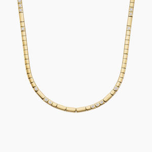 Collar de cadena con eslabones segmentados y diamantes engastados en bisel - Product Image 1