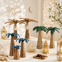 Centre de table en jacinthe d'eau durable et palmier, fait main, décoration islamique Ramadan Kareem pour la maison, vente en gros directe usine