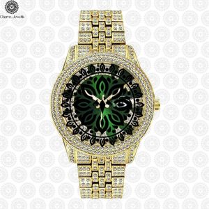 Charm Jewells Luxury Stainless Steel Watch 40mm Green Mandala Dial Diamond Encrusted Analog Mechanical Unisex Fashion 10 <b>Bar</b> - Product Image 1