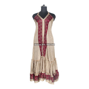Nuevo Vestido de Seda Sari para Mujer, Compra en Línea Directamente del Fabricante, Vestido de Noche Elegante sin Mangas para Damas - Product Image 4