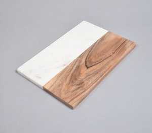 เขียงไม้รูปสี่เหลี่ยมผืนผ้าลายตารางหมากรุก ทำจากไม้และหินอ่อน เป็นมิตรกับสิ่งแวดล้อม ใช้เตรียมอาหาร ชีสบอร์ด เขียงไม้สำหรับเสิร์ฟและหั่นอาหาร - Product Image 5