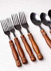 Couverts de qualité supérieure en acier inoxydable, vaisselle et articles de table avec manche en bois pour la maison et l'hôtellerie à bas prix - Product Image 2