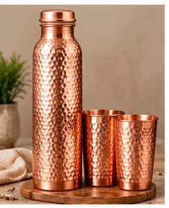 Juego de Botella de Agua de Cobre Tradicional con 2 Tazas, Patrón Grabado Bohemio, Ecológico, para Bebidas en Casa - Product Image 5