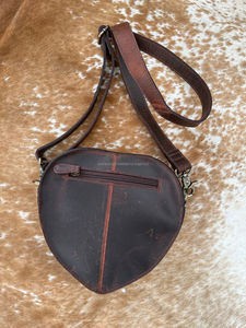 Best Selling Women's Western Cowhide Genuine <b>Leather</b> Floral <b>Purse</b> Heart-Shaped Crossbody Handbag Zipper Closure Cowgirl Style - Product Image 5