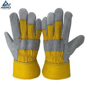 Guantes de Trabajo de Lona Amarilla Resistentes, Transpirables y Cómodos, con Cuero Dividido, de Última Moda, para Protección Industrial de las Manos - Product Image 5