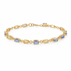 925 Sterling Silver Tanzanite Octagon Stone <b>Charm</b> Bracelet with Blank Links Gold & Rhodium Plated - Product Image 1