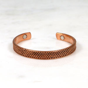 Handcrafted Pure Copper <b>Magnetic</b> <b>Therapy</b> Cuff <b>Bracelet</b> - Textured Dot Pattern Adjustable Open Bangle for Women - Product Image 3