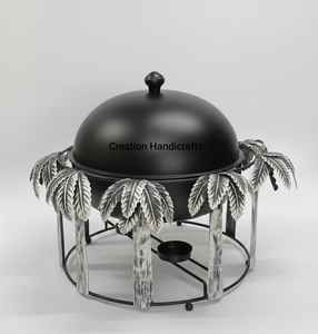 Plat à gratin en métal doré de style arabe de luxe avec support, chauffe-plat décoratif islamique - Product Image 5