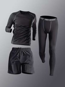 Conjunto Deportivo de Compresión de 3 Piezas para Hombre, Camiseta de Manga Larga de Secado Rápido, Ropa Deportiva para Gimnasio y Entrenamiento - Product Image 2