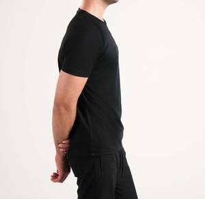 Camiseta Deportiva de Secado Rápido, Ecológica, 100% Algodón Tejido, para Hombre, Corte Regular, Ropa de Gimnasio, Absorbe la Humedad, Negra, para Correr - Product Image 5