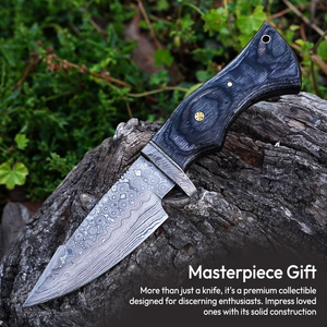 Cuchillo de caza y camping Damascus Drop Point con hoja fija y mango de madera, proveedor OEM - Product Image 5
