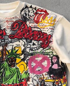 T-shirt imprimé pour homme style streetwear, col rond, manches longues, tricoté, délavé à l'acide, polyester/coton, motif TITAN TREAD WEAR, Art Not Crime - Product Image 2